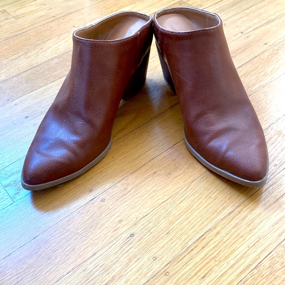 Brown heeled mules